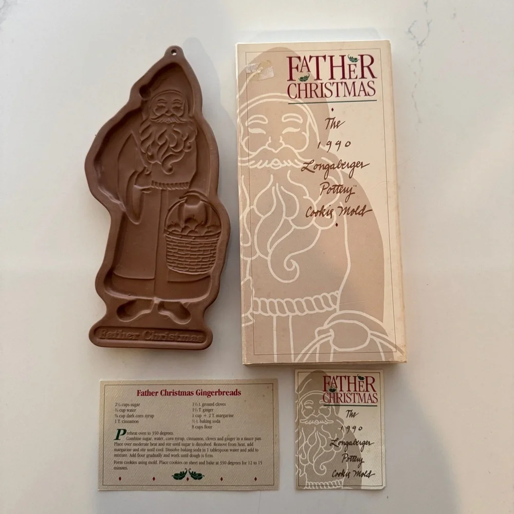 Longaberger Pottery Santa Claus Cookie Mold Set One Size Brown